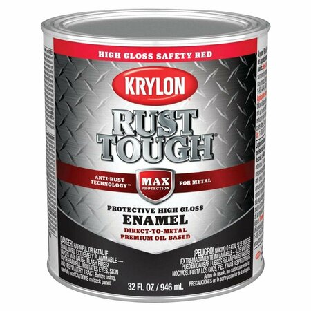 KRYLON Rust Tough Gloss Anti-Rust Safety Color Rust Control Enamel, Safety Red, 1 Qt. K09712008